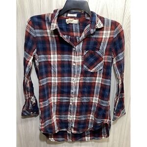 L.O.G.G. Women's (Size 8)‎ Button Down Long Sleeve Blouse Multicolored Plaid